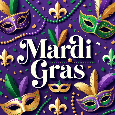 Mardi Gras Masks and Feathers