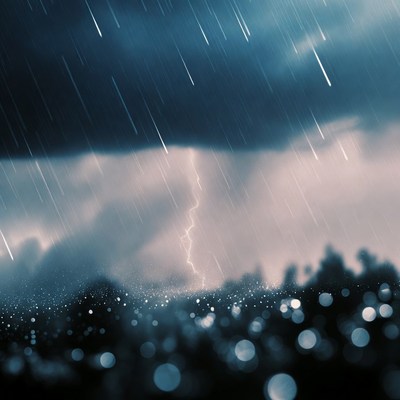 Lightning Storm with Heavy Rain