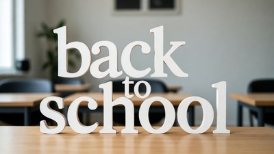 Back to School Text on Classroom Desk