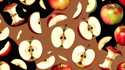 Sliced Apples on Black Background