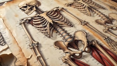 Vintage Human Skeleton Anatomy Illustration