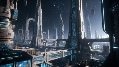 Futuristic Cyberpunk Cityscape at Night