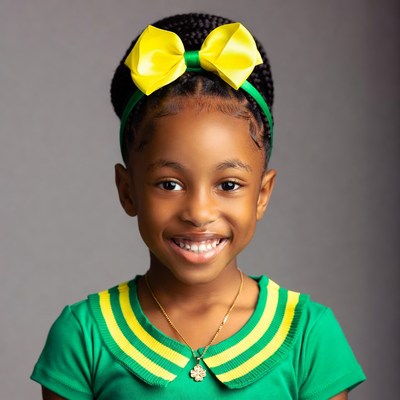 Smiling African-American girl with yellow bow