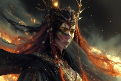 Fantasy Woman with Antler Crown