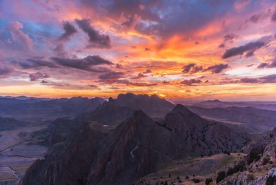 Sunset over Rugged Mountains