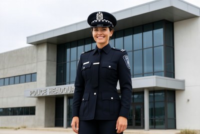 Female police officer at headquarters