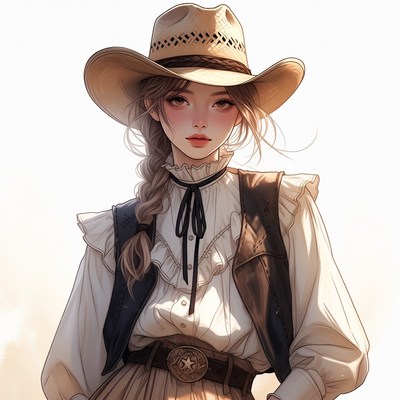 Asian woman in cowboy hat