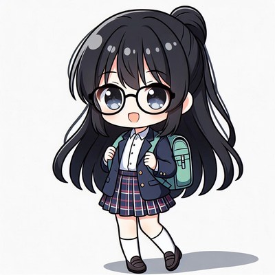 Anime girl in school uniform with backpack