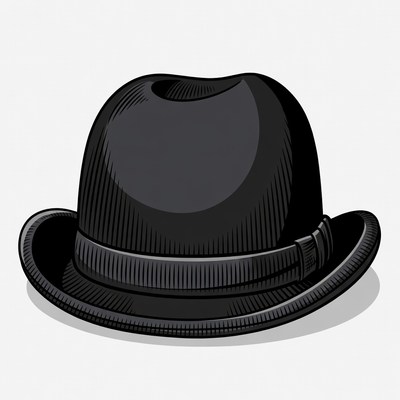 Black Bowler Hat Illustration