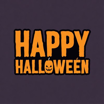 Happy Halloween Text with Jack-o'-lantern