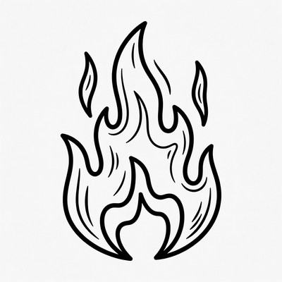 Flaming Fire Outline Illustration