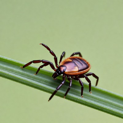 Blacklegged Tick on Green Leaf