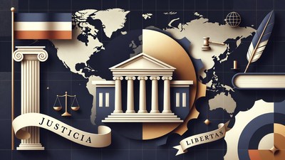 Justicia Libertass Scales Temple World Map