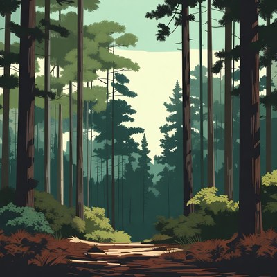 Pine Forest Path Illustration