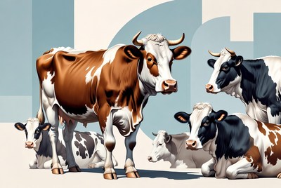 Group of Holstein Cows Illustration