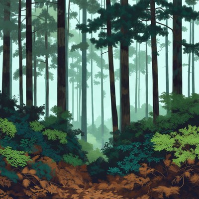 Tall Pine Forest Illustration