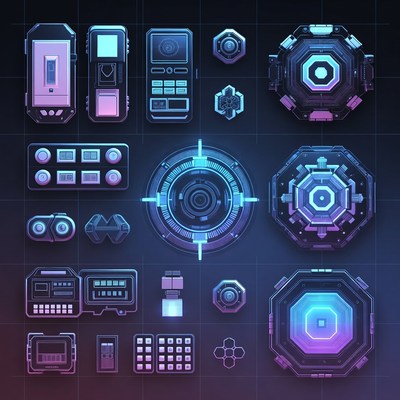 Neon Cyberpunk UI Elements Collection