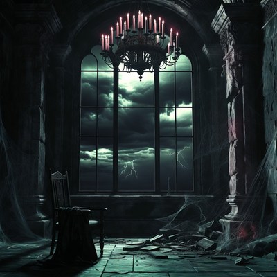Gothic Castle Room Stormy Window