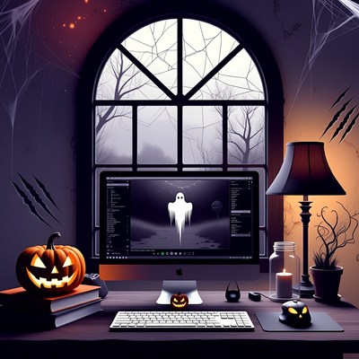 Halloween Ghost on Computer Screen