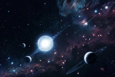 Bright Star with Planets and Nebula
