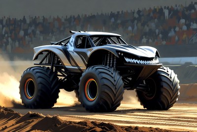 Silver Monster Truck Racing Arena