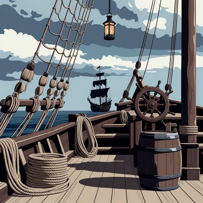 Pirate Ship Deck at Night