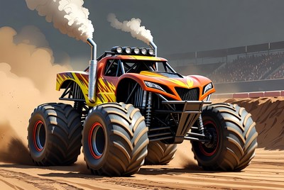 Orange Monster Truck Racing Arena
