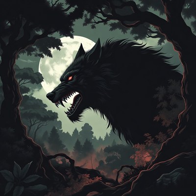 Howling Werewolf in Moonlit Forest