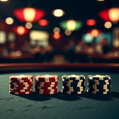 Poker Chips on Casino Table