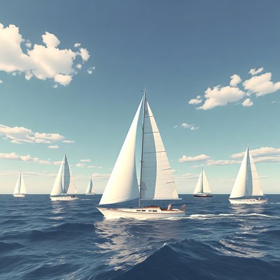 Sailboats Sailing on Blue Ocean