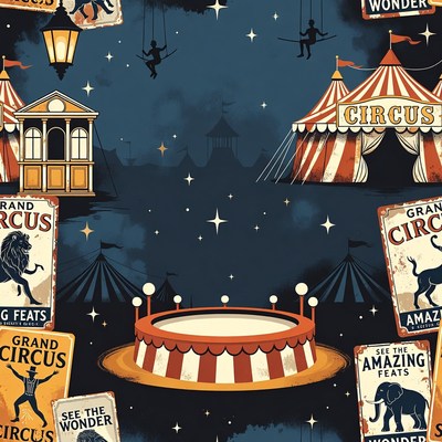 Vibrant Circus Illustration with Tent and Animals