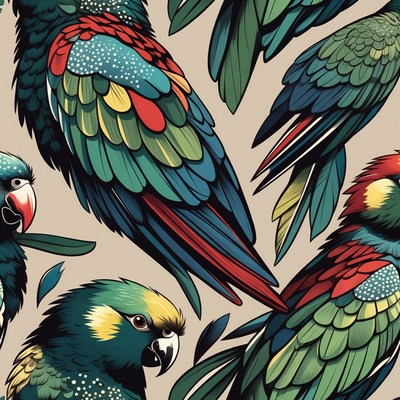 Colorful Parrots Illustration Pattern