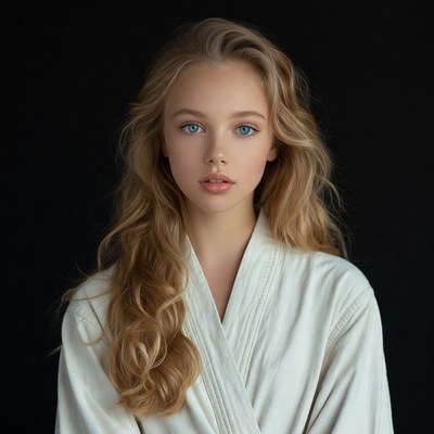 Blonde woman in white kimono