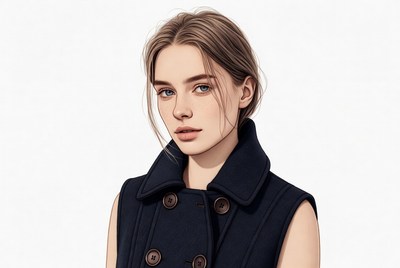 Young woman in navy vest
