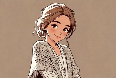 Anime girl with updo hairstyle