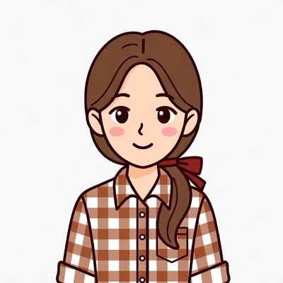 Cartoon girl in plaid shirt