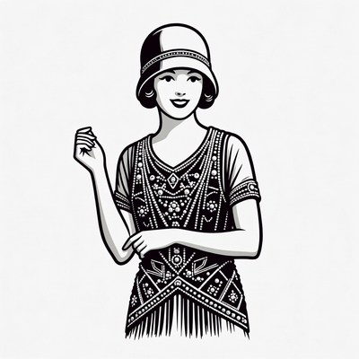 Flapper girl in cloche hat