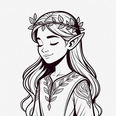 Elf girl with laurel crown