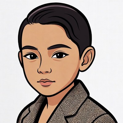 Asian boy in suit illustration