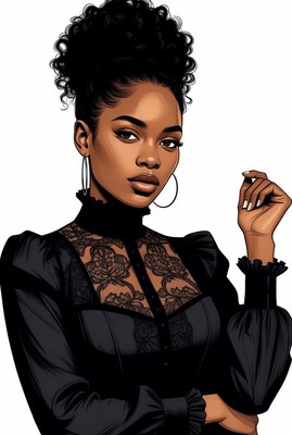 African-American woman in lace dress