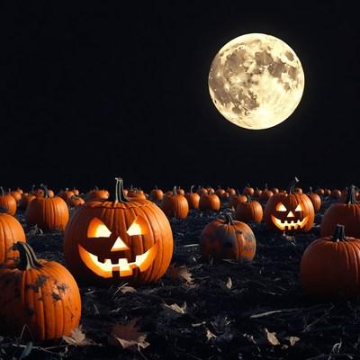 Jack-o-lanterns and Full Moon