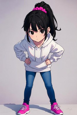 Anime girl with hands on hips
