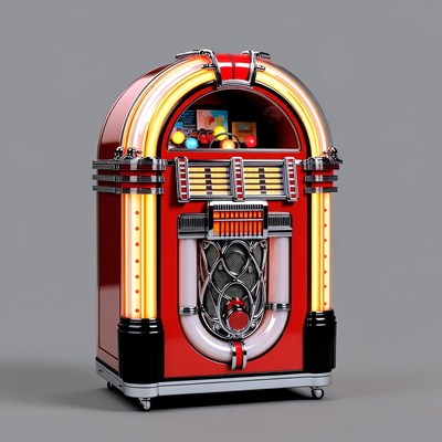 Vintage Red Jukebox with Neon Lights