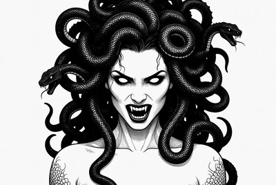 Medusa with snakes for hair
