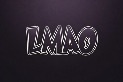 Glowing LMAO Text on Dark Background