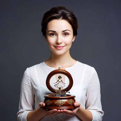 Woman holding ballerina music box