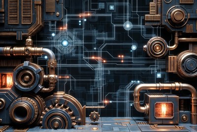 Steampunk Cyberpunk Machinery Background