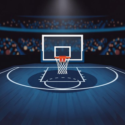 Basketball hoop in arena