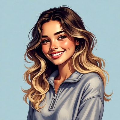 Smiling woman with balayage hair