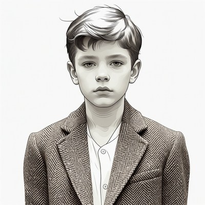 Young boy in tweed blazer